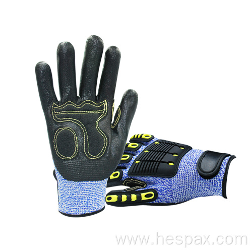 Hespax Shockproof Oilfield Cut Resistant HPPE TPR Gloves